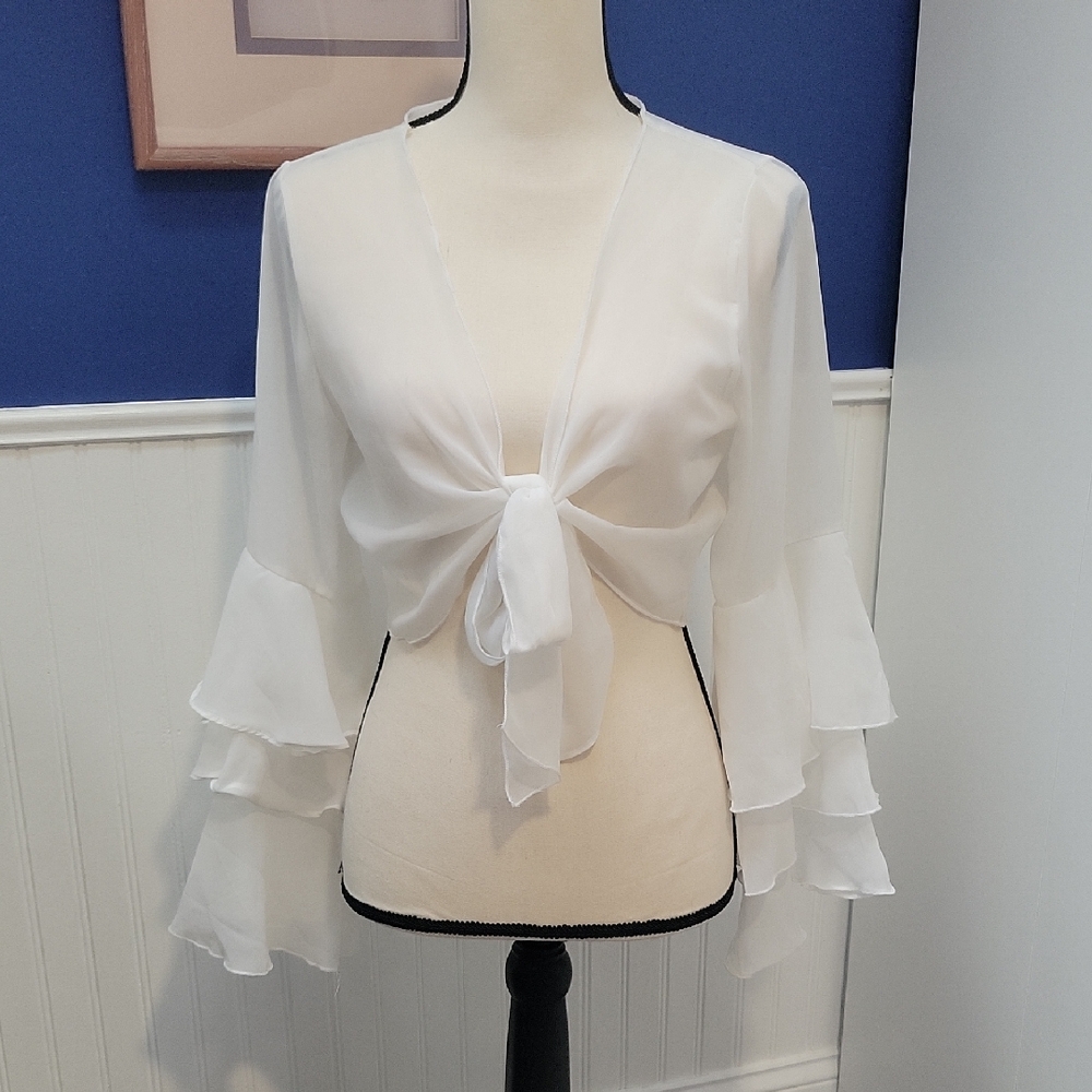 Windsor White Ruffle Sleeve Blouse